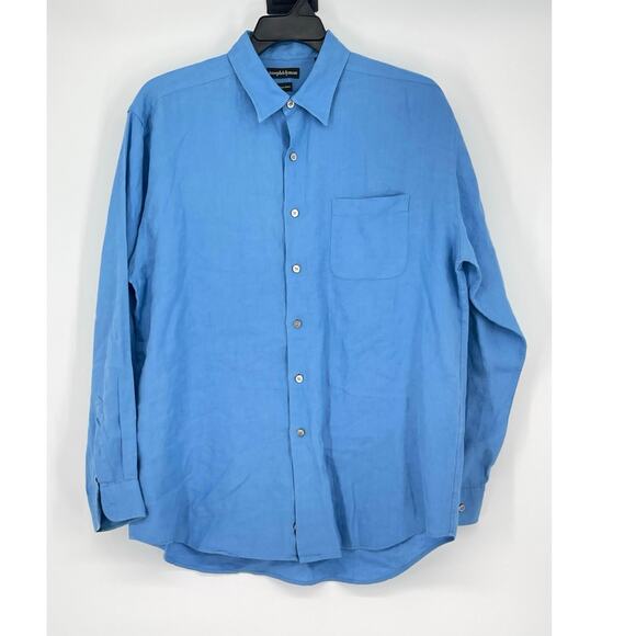 Joseph & Lyman 100% Linen Blue Button‎ Down Shirt Size Men’s L Vacation - Picture 1 of 3